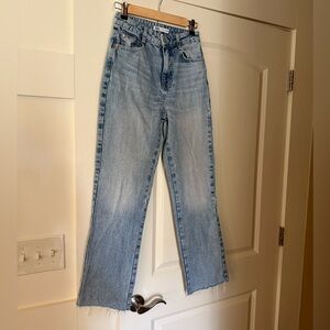 Zara Light Wash Acid Wash High Rise Straight Jeans Size 2 Vintage Style Denim